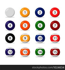 balls billiards set in flat style, vector illustration. balls billiards set in flat style, vector