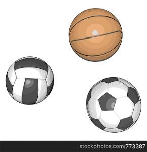 Balls for various sports vector illustration on white background