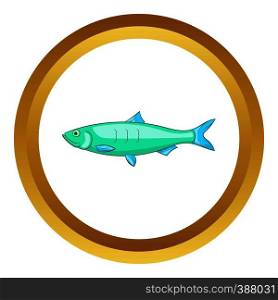 Baltic herring vector icon in golden circle, cartoon style isolated on white background. Baltic herring vector icon