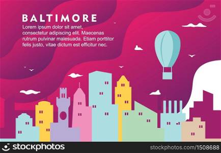 Baltimore Maryland City Building Cityscape Skyline Dynamic Background Illustration
