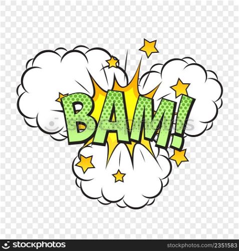 BAM comic sty≤word on the transparent background. Vector illustration. BAM comic sty≤word on the transparent background