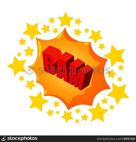 Bam speech bubble icon. Isometric of bam speech bubble vector icon for web design isolated on white background. Bam speech bubble icon, isometric style