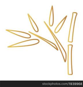 Bamboo branch chinese style. Golden asian pattern element isolated on white background. Bamboo branch chinese style. Golden asian pattern element