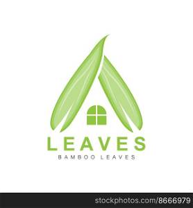 Bamboo Leaf Logo Design, Green Plant Vector, Panda Food Bamboo, Product Brand Illustration