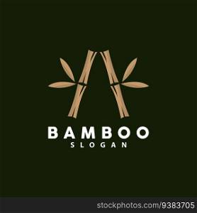 Bamboo Logo, Green Plants Vector, Simple Minimalist Design, Illustration Template