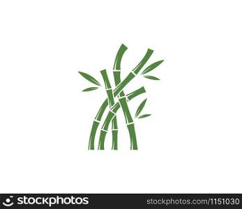 Bamboo logo with green leaf vector icon template