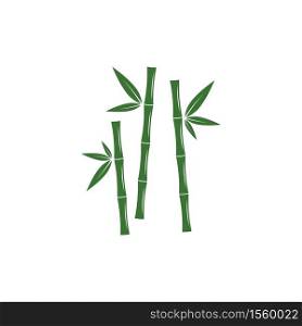 Bamboo logo with green leaf vector icon template and symbol