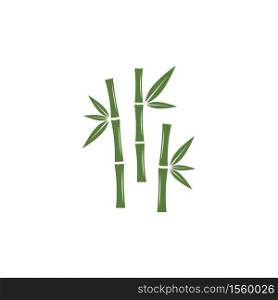 Bamboo logo with green leaf vector icon template and symbol