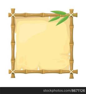 Bamboo menu. Chinese square canvas for beach, vector illustration isolated on white background. Bamboo menu. Chinese square canvas for beach, vector illustration