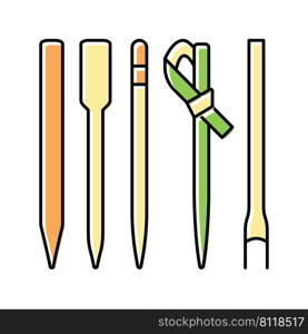 bamboo skewers color icon vector. bamboo skewers sign. isolated symbol illustration. bamboo skewers color icon vector illustration