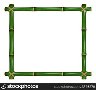 Bamboo square frame. Empty board natural border isolated on white background. Bamboo square frame. Empty board natural border
