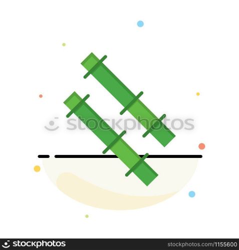 Bamboo, Stick Abstract Flat Color Icon Template