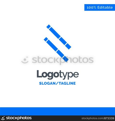 Bamboo, Stick Blue Solid Logo Template. Place for Tagline