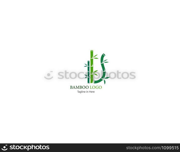 Bamboo with green leaf concept inspirated logo template