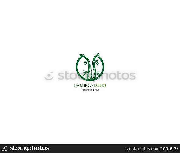 Bamboo with green leaf concept inspirated logo template
