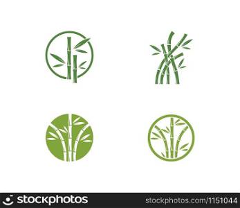 Bamboo with green leaf logo vector icon template