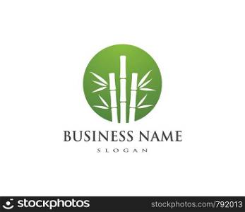Bamboo with green leaf logo vector icon template