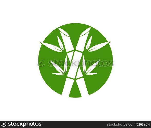 Bamboo with green leaf vector icon template