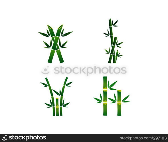 Bamboo with green leaf vector icon template