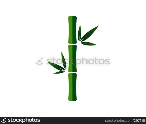 Bamboo with green leaf vector icon template