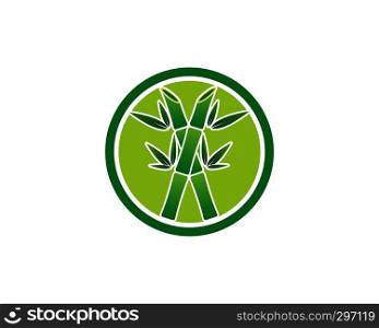 Bamboo with green leaf vector icon template