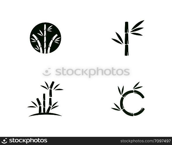 Bamboo with green leaf vector icon template