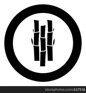 Bamboo with leafs Nature plant icon in circle round black color vector illustration flat style simple image. Bamboo with leafs Nature plant icon in circle round black color vector illustration flat style image