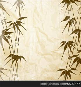 Bamboo with leaves pattern. Vector illustration.