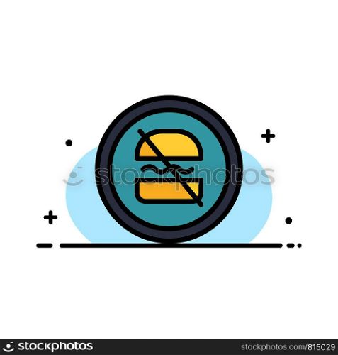 Ban, Banned, Diet, Dieting, Fast Business Flat Line Filled Icon Vector Banner Template
