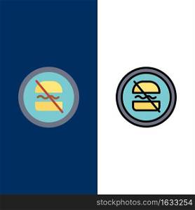 Ban, Banned, Diet, Dieting, Fast  Icons. Flat and Line Filled Icon Set Vector Blue Background