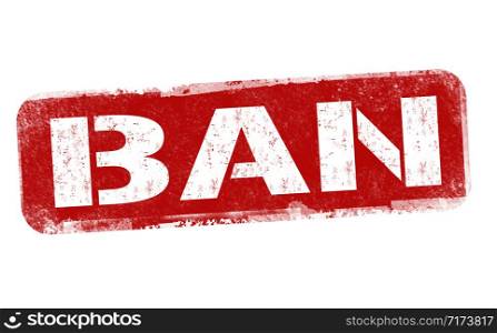 Ban sign or stamp on white background, vector illustration
