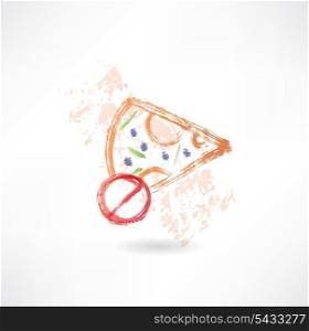 ban slice of pizza grunge icon