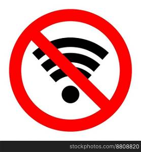 Ban wifi internet. Wireless signal, connection prohibition. Vector graphic illustration. Ban wifi internet