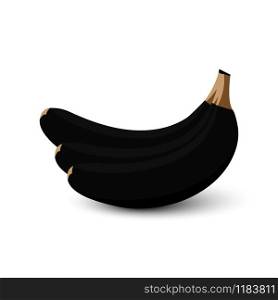 Banana. Bananas black color, isolated on white background. Black Banana with shadow vector icon. Bananas in modern simple flat design. Vector illustration