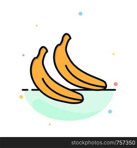 Banana, Food, Fruit Abstract Flat Color Icon Template