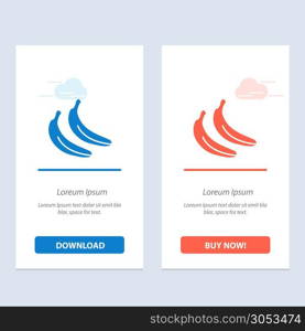 Banana, Food, Fruit Blue and Red Download and Buy Now web Widget Card Template