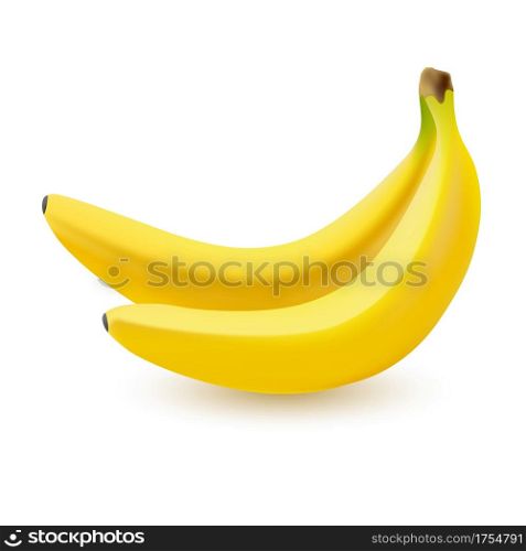 Banana. Fresh single realistic fruit isolated on white background. For your project. Vector illustration.