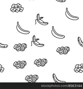 banana fruit food yellow white Vector Seamless Pattern Thin Line Illustration. banana fruit food yellow white vector seamless pattern
