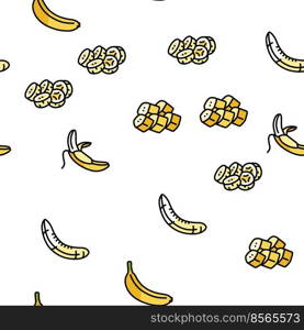 banana fruit food yellow white Vector Seamless Pattern Thin Line Illustration. banana fruit food yellow white vector seamless pattern