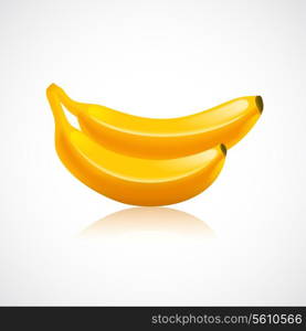 Banana fruit icon with reflection in glossy style vector illustration