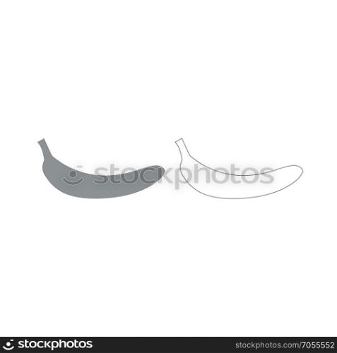 Banana grey set icon .