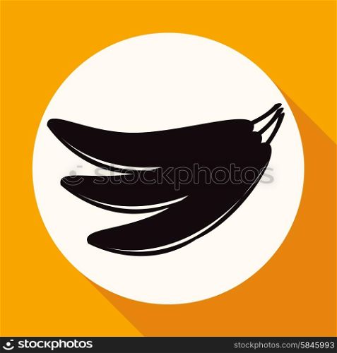 banana icon on white circle with a long shadow