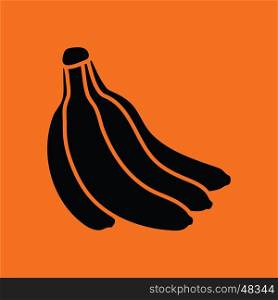 Banana icon. Orange background with black. Vector illustration.