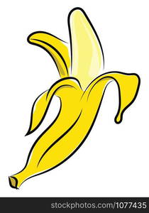 Banana, illustration, vector on white background.