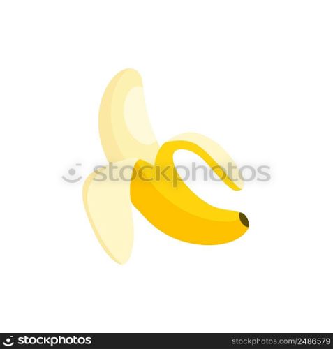 Banana isolated on white background. Natural exotic fruit. Yellow ripe banana. Vector stock