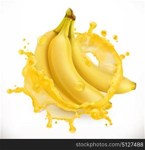 Banana juice. Fresh fruit, 3d vector icon