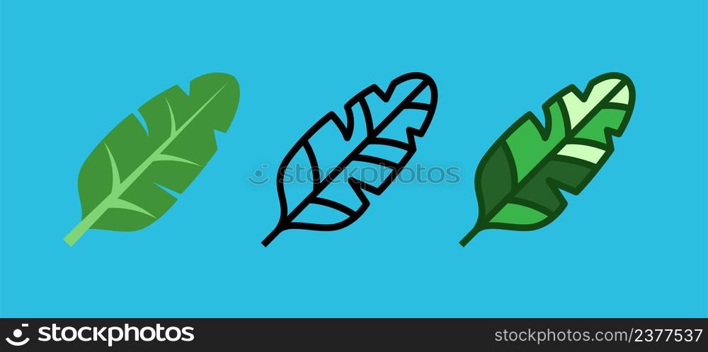 banana leaf icon set for decoration, website, web, mobile app, printing, banner, logo, poster design, etc.