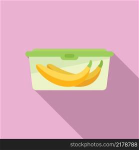 Banana lunch box icon flat vector. Dinner food. School meal. Banana lunch box icon flat vector. Dinner food
