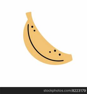 Banana on white background. Vector doodle illustration. Cute sticker.