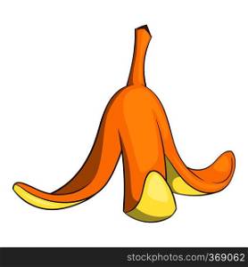 Banana peel icon in cartoon style isolated on white background vector illustration. Banana peel icon, cartoon style